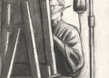 Self-portrait with Easel and IV-pole thumb